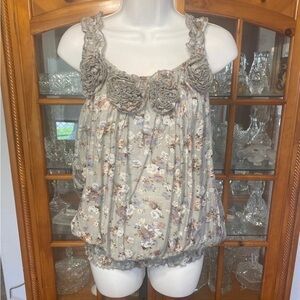 Vintage Mine Floral Embellished Top NWT size L